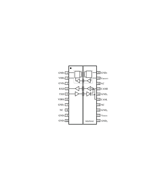 NSIP1042-DSWTR CAN transceiver with integrated isolated power DC-DC converter
