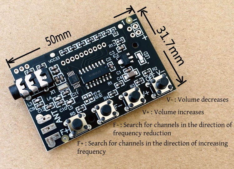 Radio Module Stereo FM Receiving Board (no Need for Antenna - Headphones and Antenna Cable)