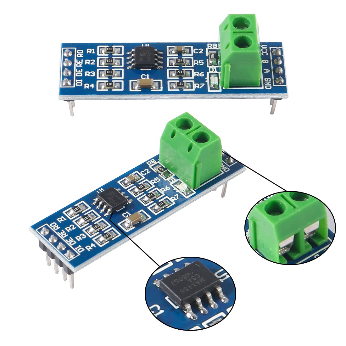 12Pcs MAX485 Transceiver Module TTL UART Serial to RS485 Instrument Interface Module Max458 Chip RS-485 Communication Transceiver 5V SCM Development Board Serial Adapters for Raspberry Pi