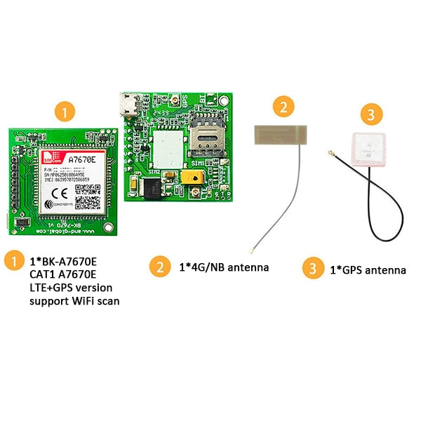 A7670E Full SIMCOM 4G Cat 1 with GSM GPS BK-A7670E