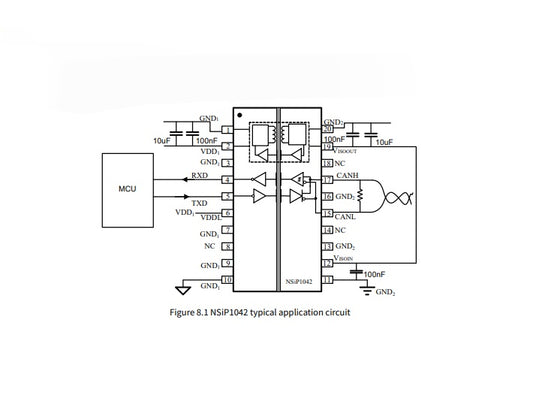 NSIP1042-DSWTR  CAN transceiver with integrated isolated power DC-DC converter