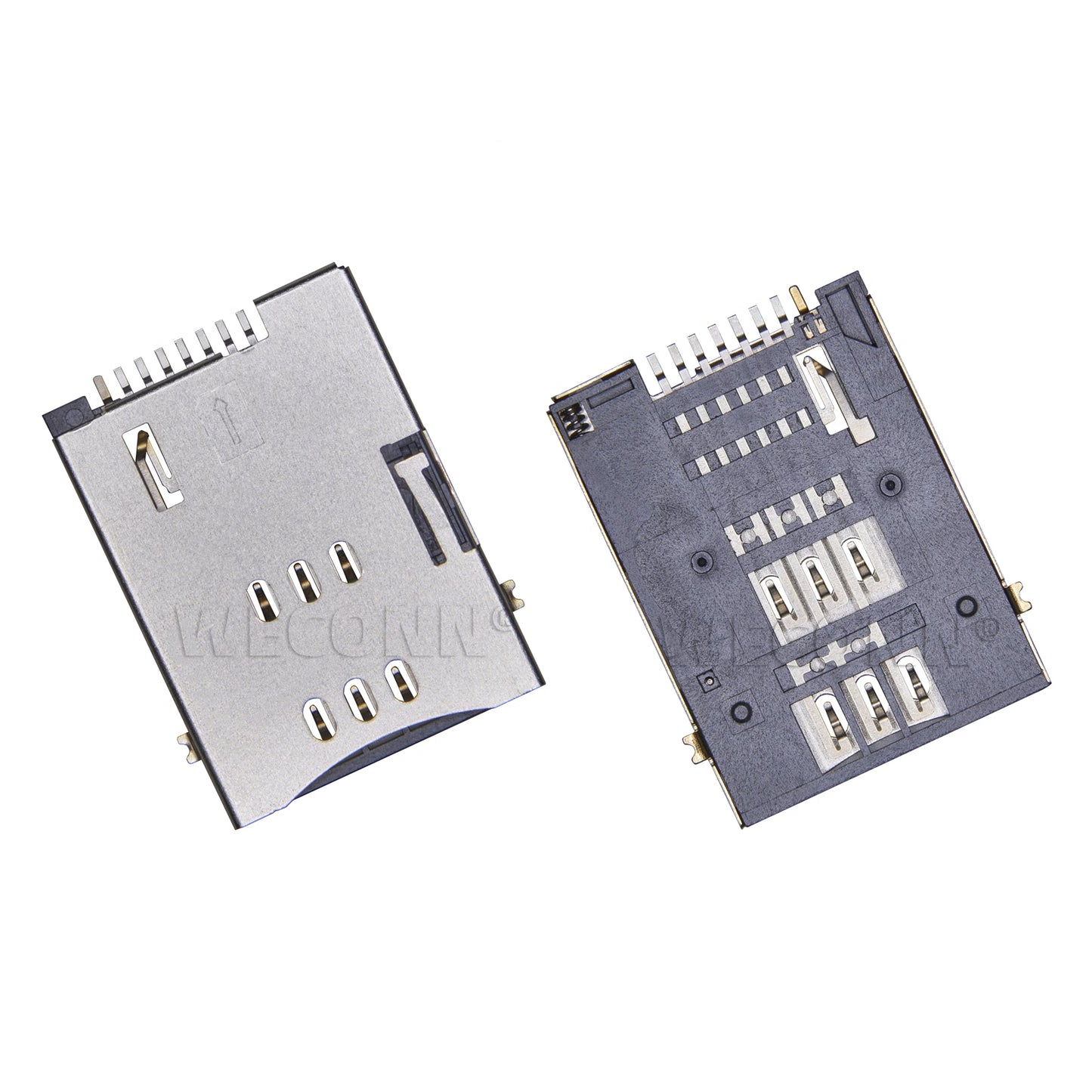 SIM カード コネクタ、PUSH PUSH、6P+2P、H=1.8mm、ポスト付き、MUP-C760