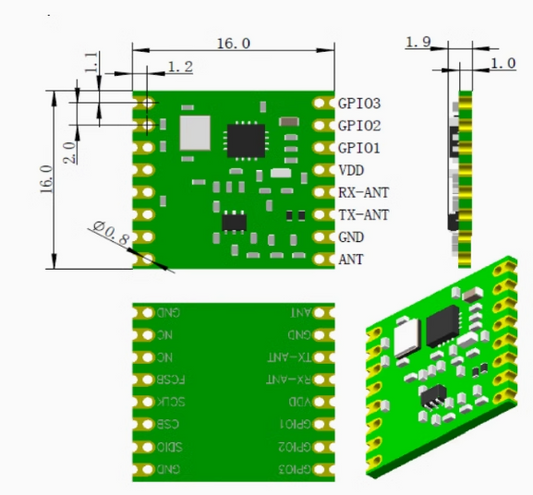 THE RFM300/RFM300H WIRELESS RADIO FREQUENCY TRANSCEIVER MODULE LORA COB IS DESIGNED BASED on the CMT2300 CHIP