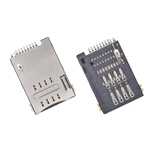 SIM カード コネクタ、PUSH PUSH、8P+2P、H=1.8mm、ポストなし、MUP C720