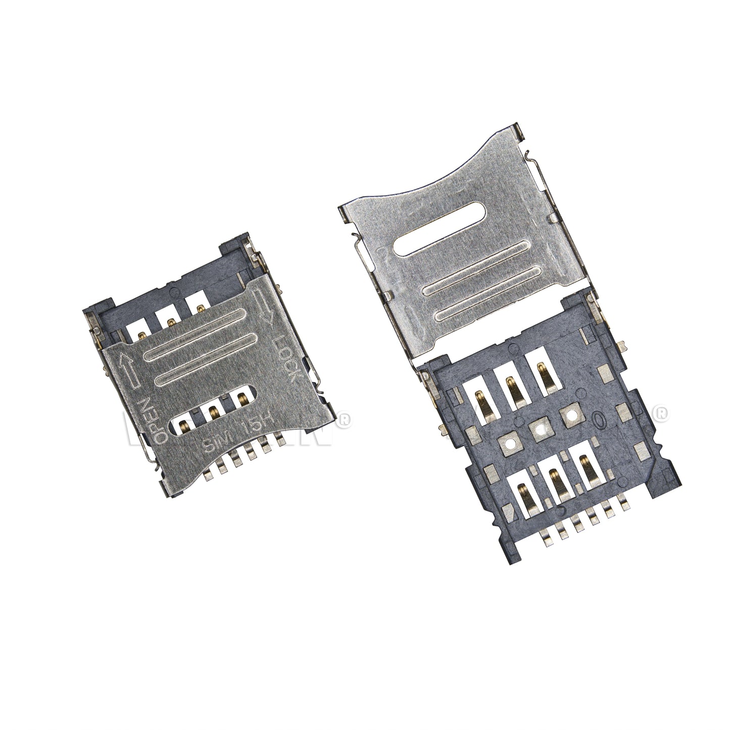 Micro SIM Card Connector,Clamshell Type,6P,H=1.8mm,With Post