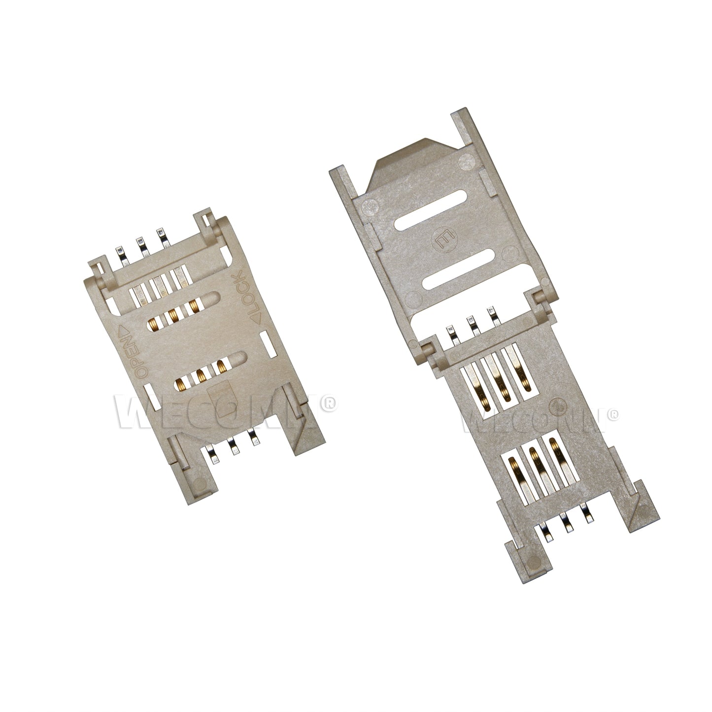 SIM Card Connector,Clamshell Type,6P,H=2.8mm,Without Post