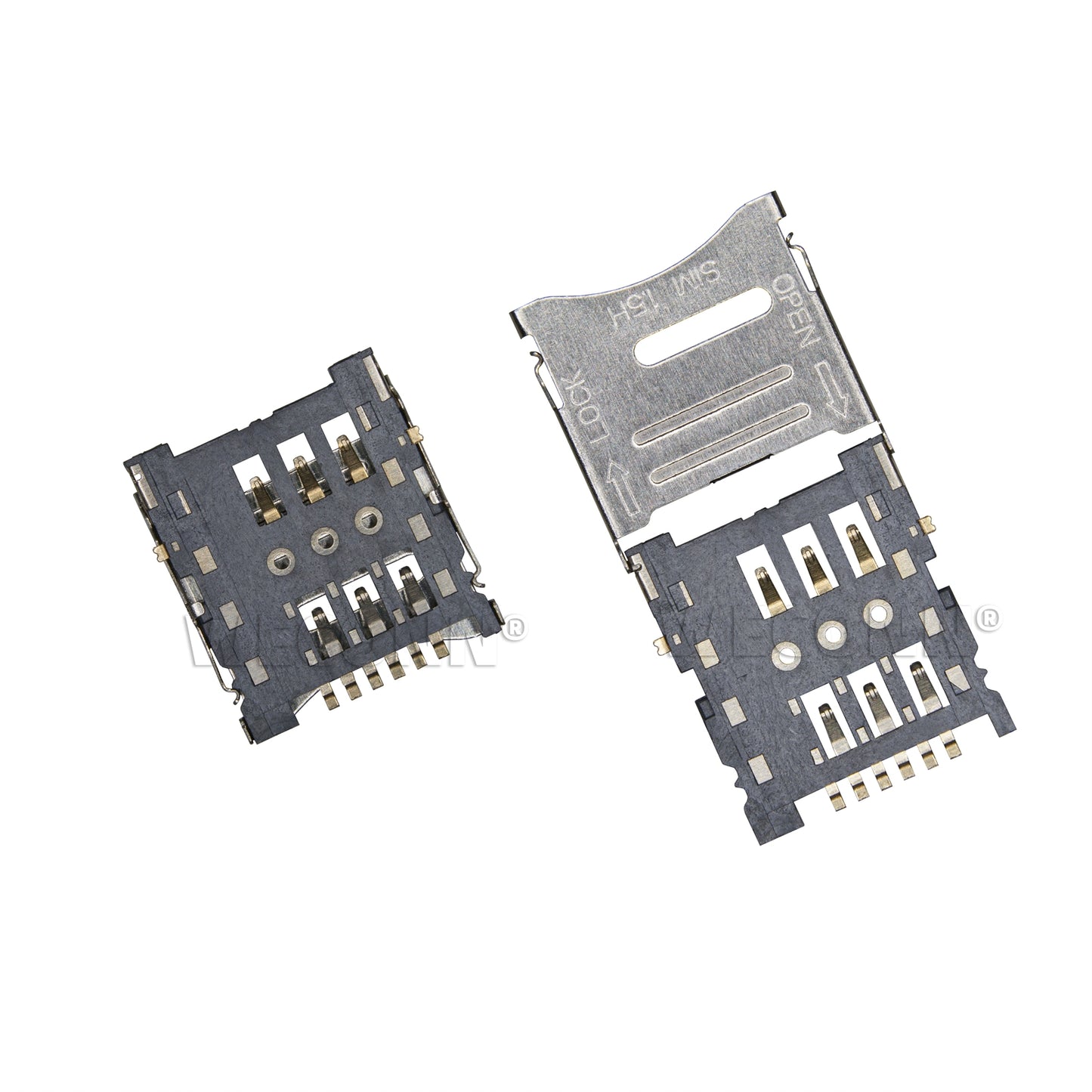 Micro SIM Card Connector,Clamshell Type,6P,H=1.8mm,With Post