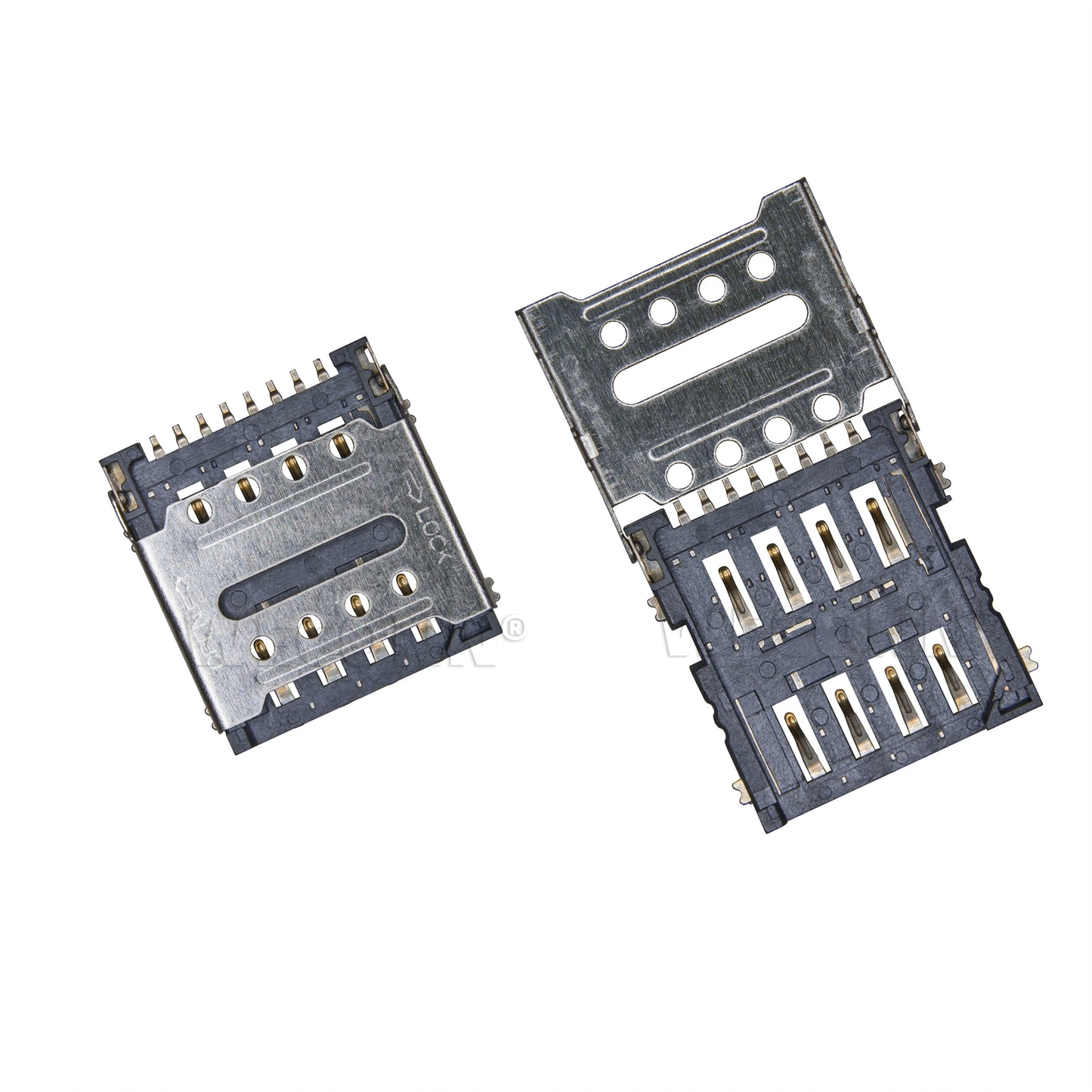 Micro SIM Card Connector,Clamshell Type,8P,H=1.5mm,Without Post