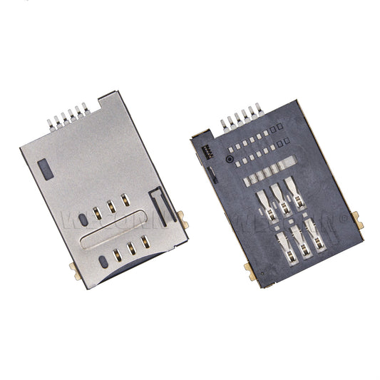 SIM カード コネクタ、PUSH PUSH、6P、H=1.8mm、ポストなし、MUP C719