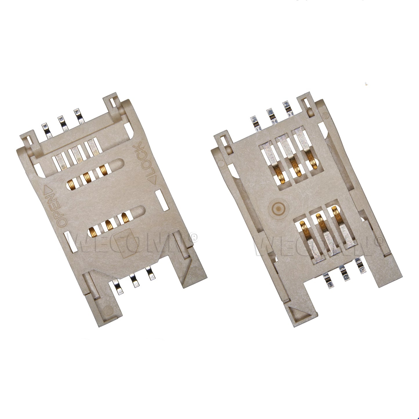 SIM Card Connector,Clamshell Type,6P,H=2.8mm,Without Post